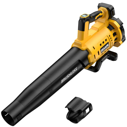 ZEXAPE cordless leaf blower shows DeWalt compatibility for quick outdoor cleanup