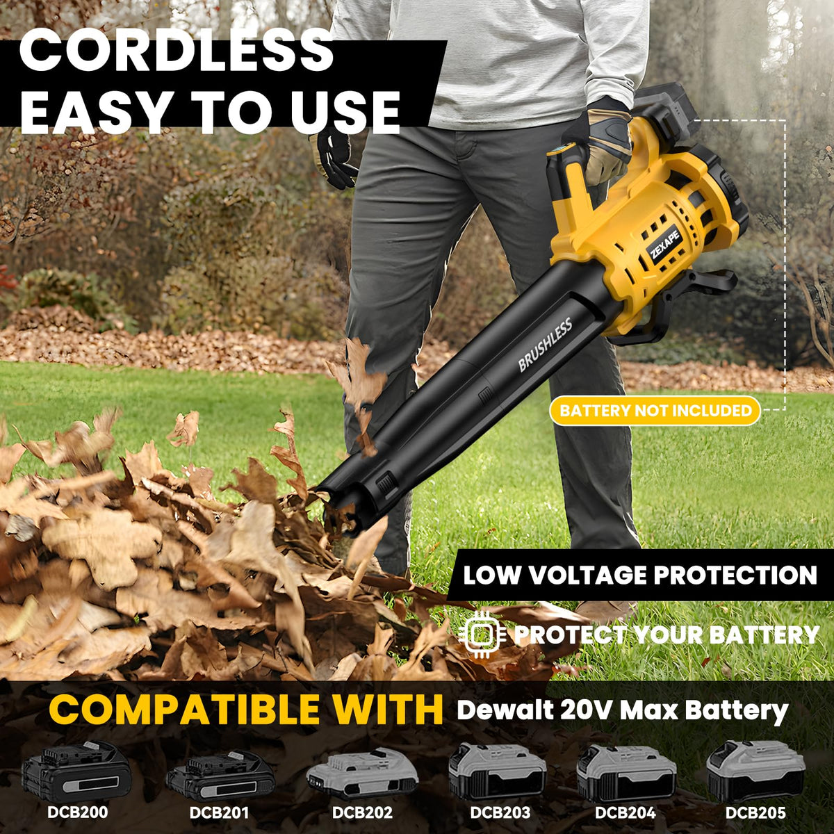 ZEXAPE brushless motor close-up highlights efficient power for yard work