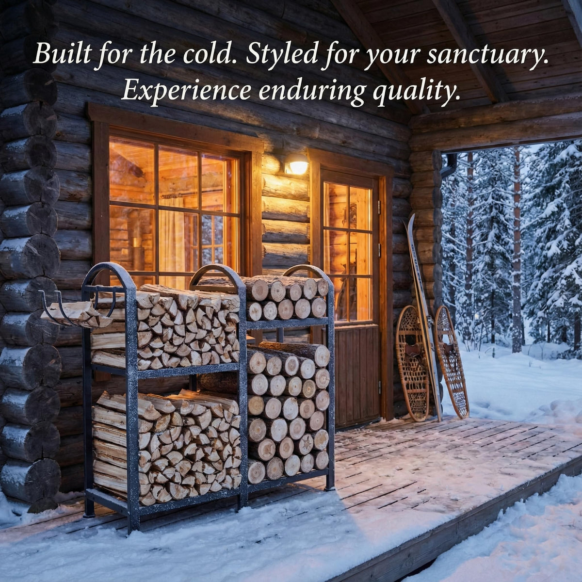 ZEXVIDA 2-tier log holder keeps firewood neatly stacked and ready.