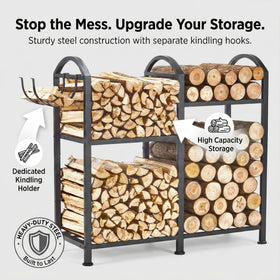 ZEXVIDA large-capacity rack accommodates varied log sizes with an elegant look.