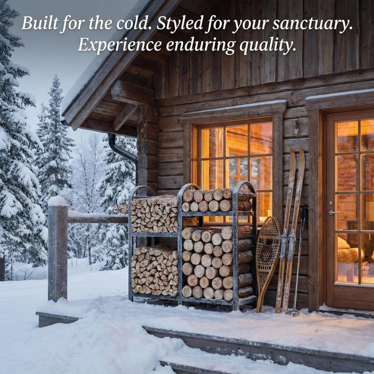 ZEXVIDA outdoor firewood rack resists weather and rust for year-round performance.