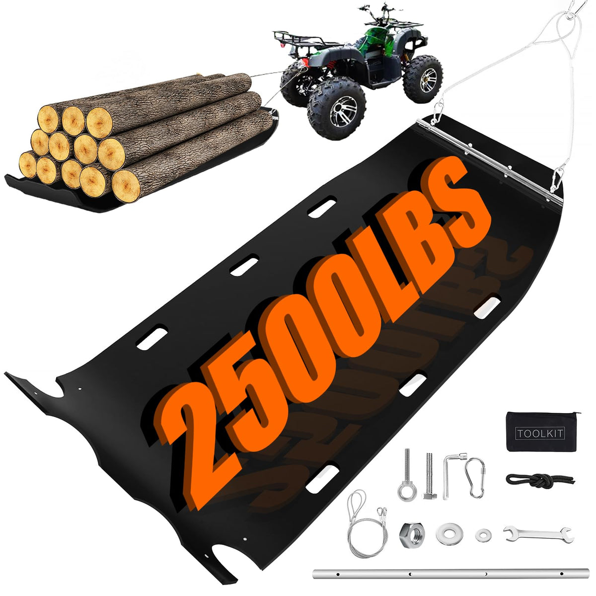 ZFbuhuo yard drag sled top view with wide surface for heavy load transport.