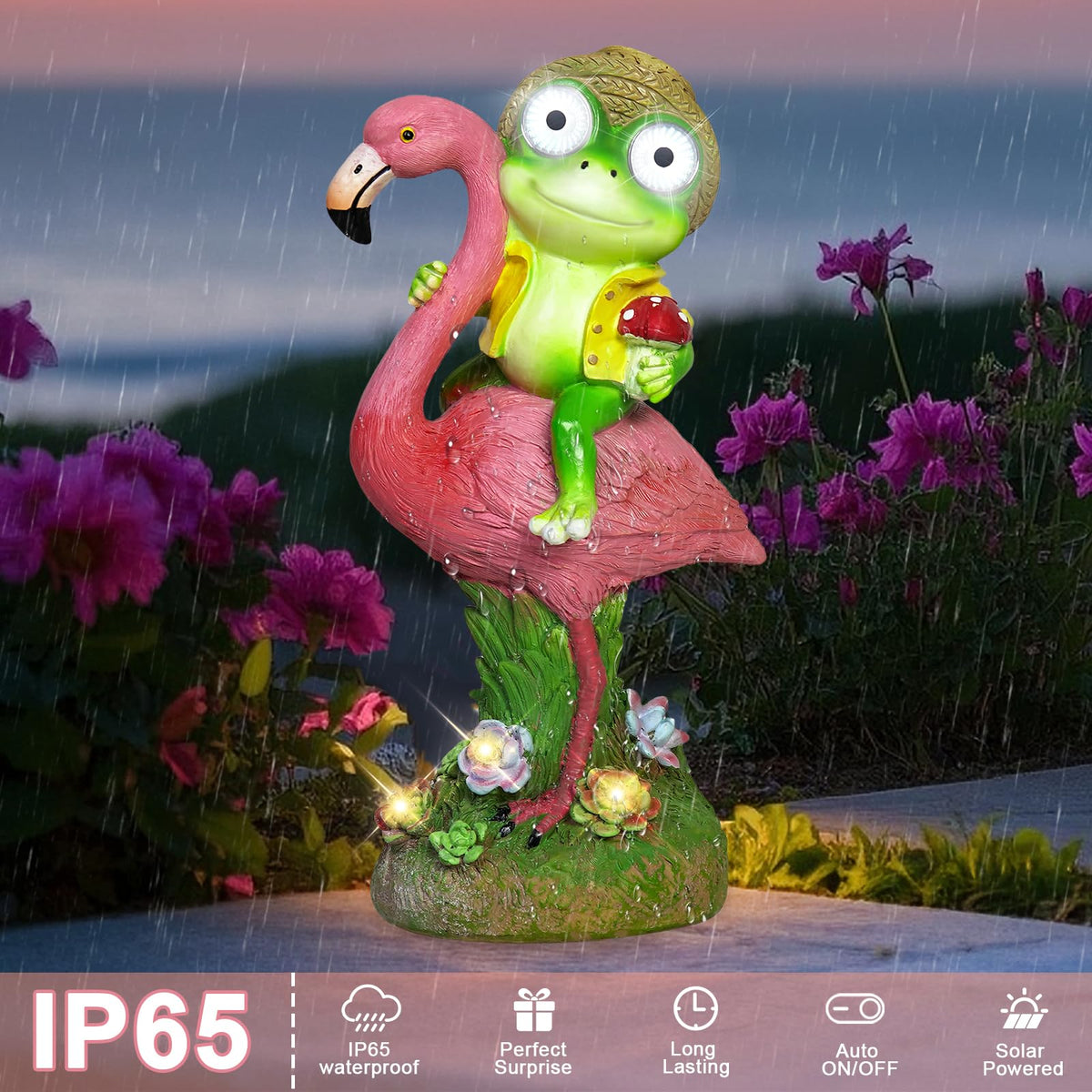 ZFNN weatherproof resin figure withstands rain and sun for outdoor use.