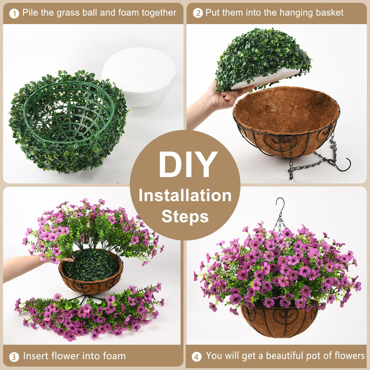 ZFProcess UV-resistant hanging plant maintains vibrant look in sun.