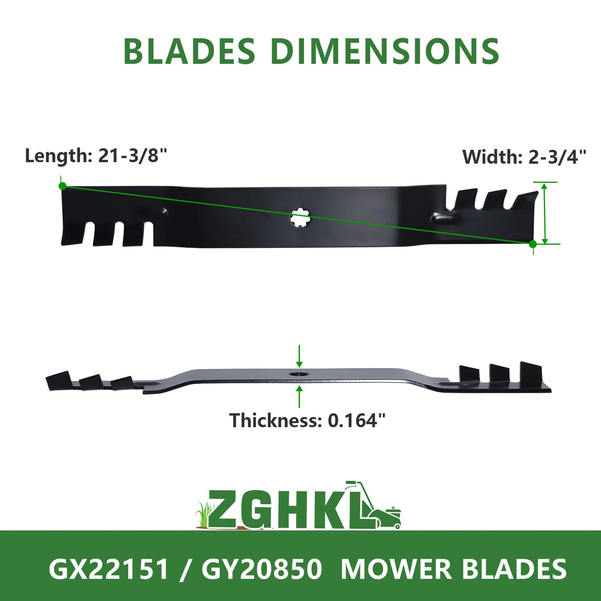 GX22151 GY20850 mulching blade with center hole for secure fit