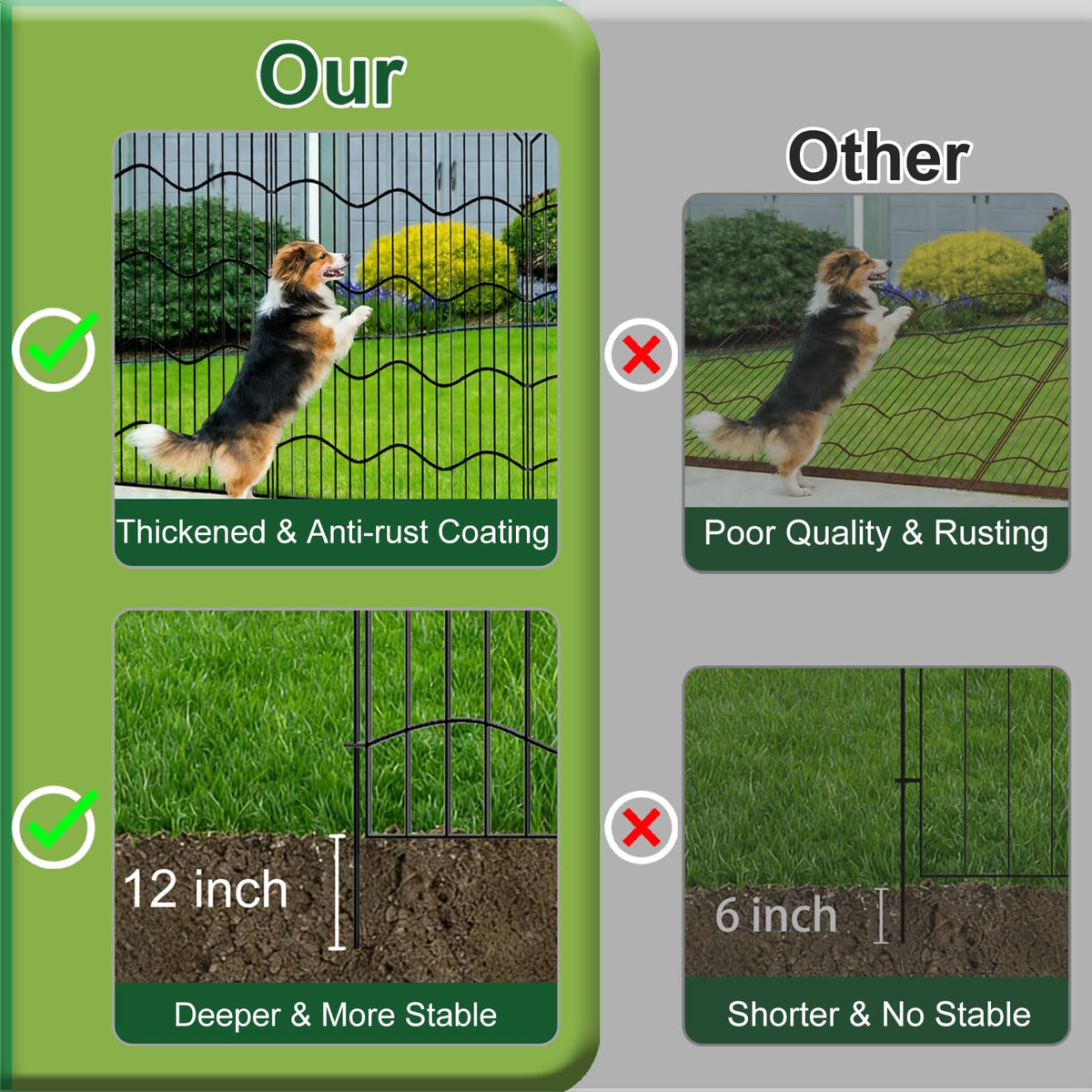 Zglaenm decorative black fence border enhancing garden visuals and defining outdoor spaces.