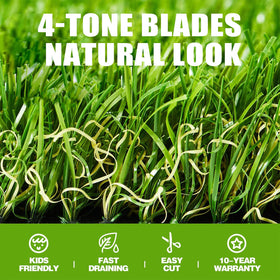 ZGR premium artificial grass close-up shows thick one-point-three-eight-inch turf texture.