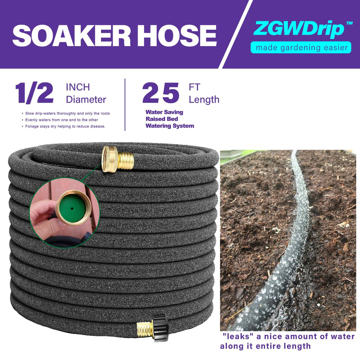 ZGWDrip brass connectors shown for durable, leak-free watering