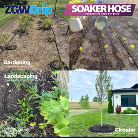 ZGWDrip 100ft hose unfurled to demonstrate flexible deployment across a large yard