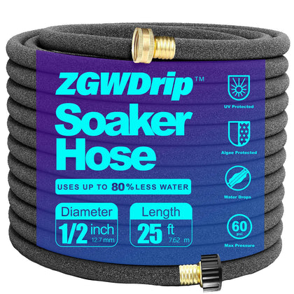 ZGWDrip 15ft soaker hose laid along garden bed for even irrigation