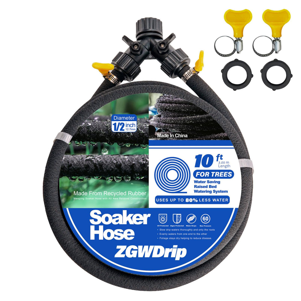 ZGWDrip tree-soaker-hose-10ft hydrates tree roots with uniform seepage.