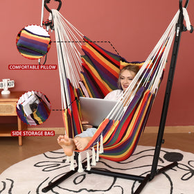 ZGZEYU floor mat included with hammock chair for porch use