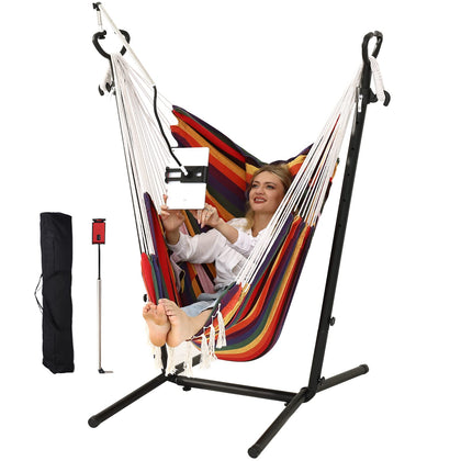 ZGZEYU hammock chair with stand front view for outdoor relaxation and comfort
