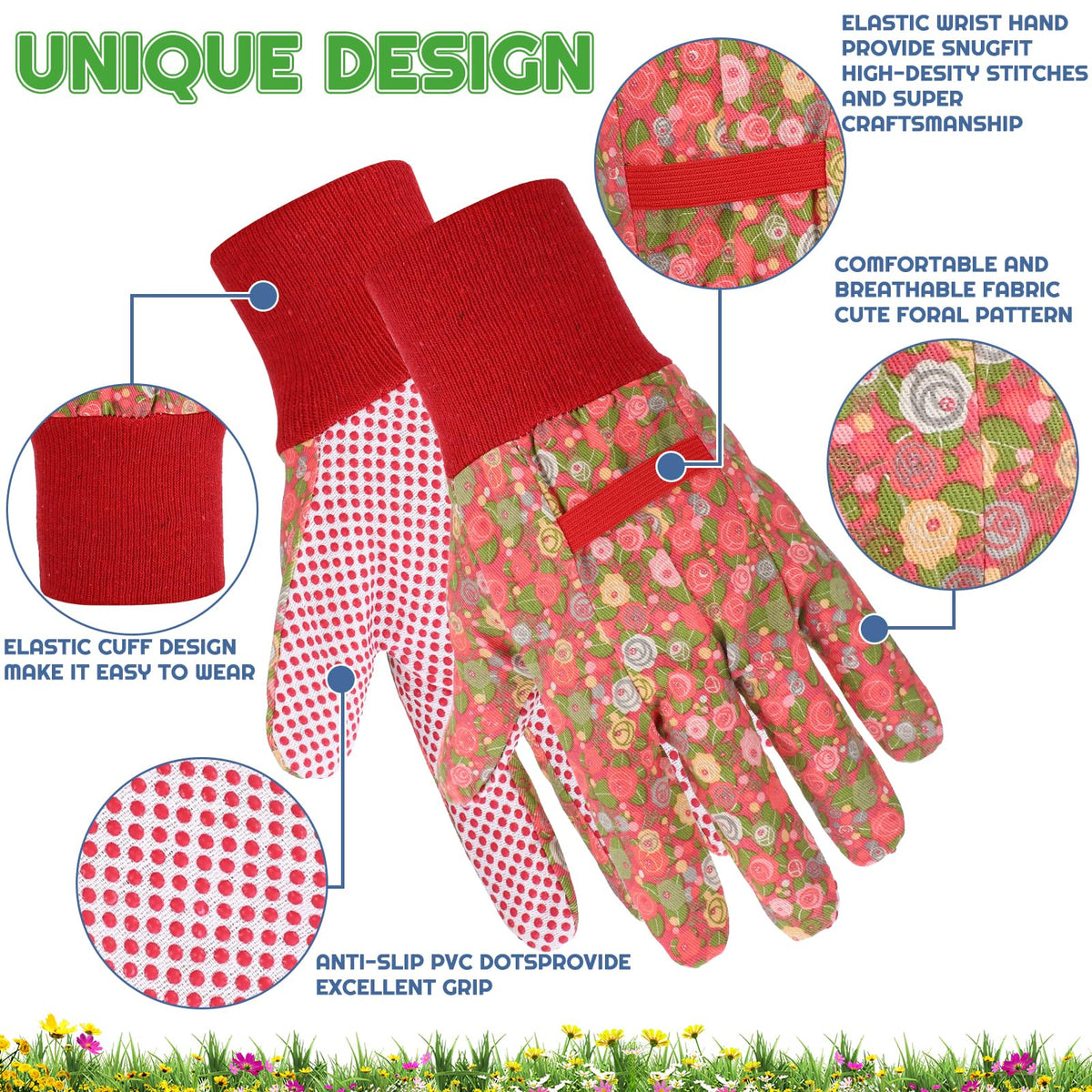 Zhamate 4-pair pack garden gloves for daily use in yard or balcony