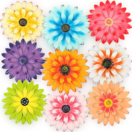 Zhehao 9 piece 8 inch metal daisy wall art set for indoor walls
