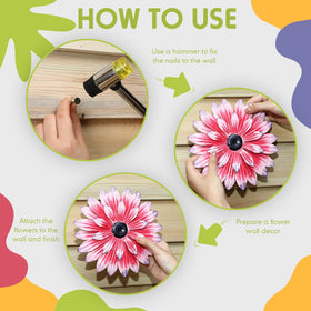 Zhehao 9 piece 8 inch metal daisy wall art set for garden walls