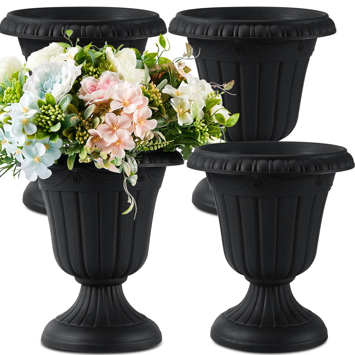 Zhehao urn planter 4pc set front view for elegant porch decor.