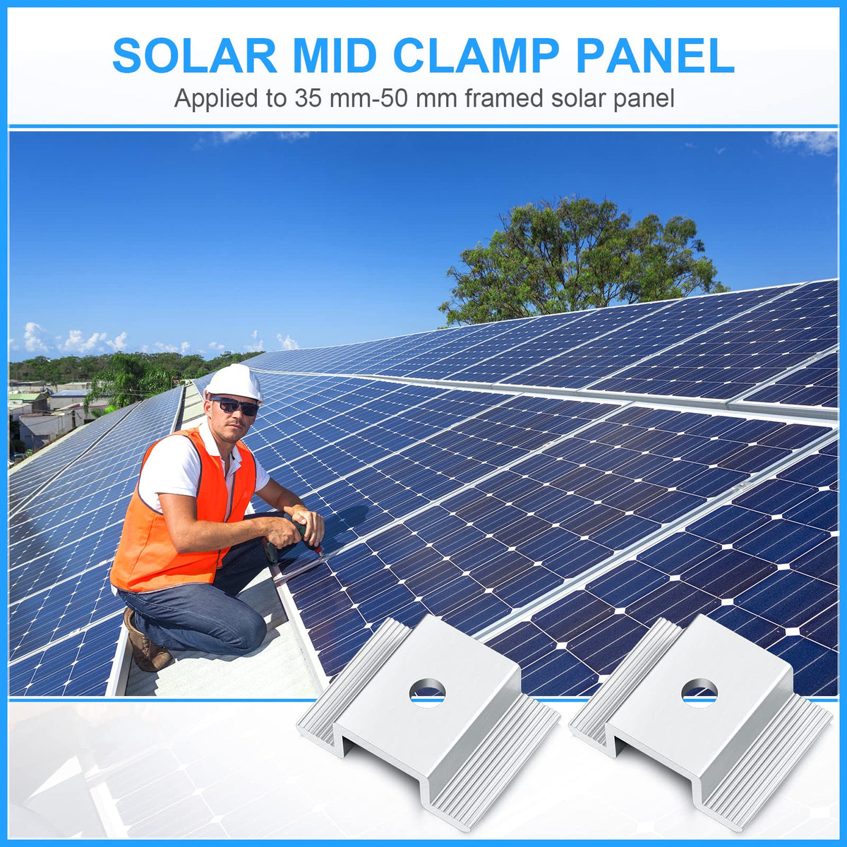 Zhengmy 48-pack solar mid clamps for bulk projects and fast installations.