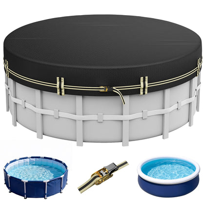 ZhenXingCheng 10 ft round pool cover windproof ratchet for storm protection