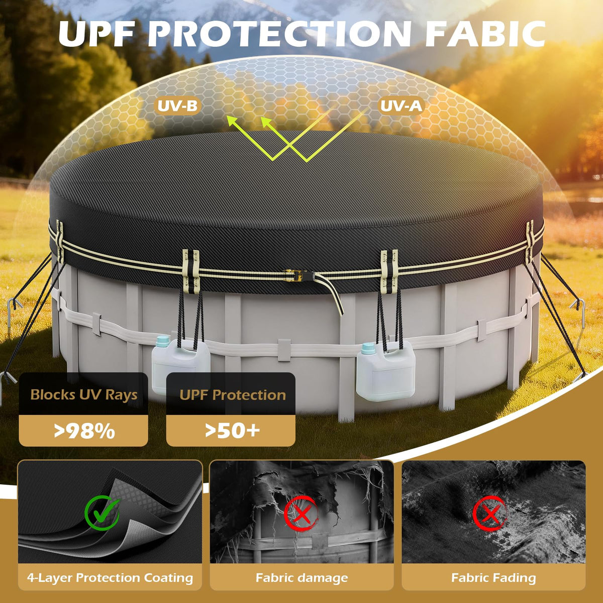 ZhenXingCheng round pool cover with storage bag for easy folding and storage