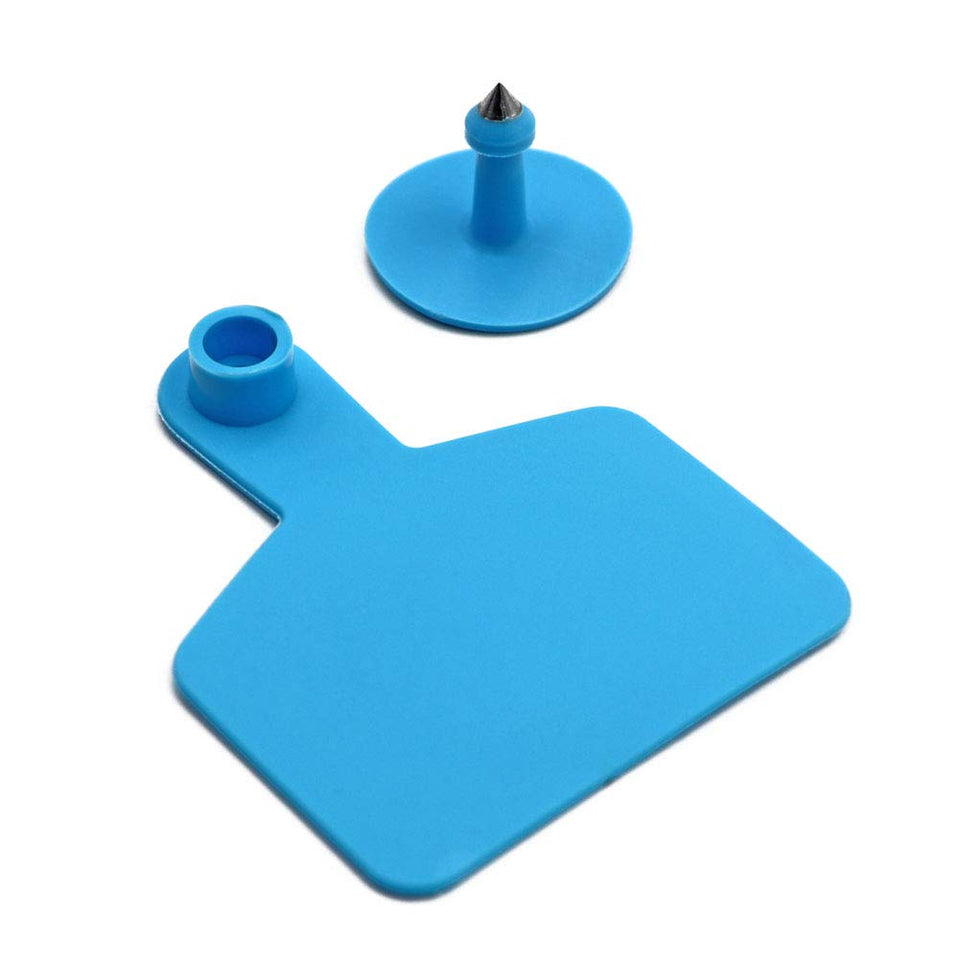 ZHEQOGZH blue blank ear tags for cattle, 100-pack, durable and fade resistant.