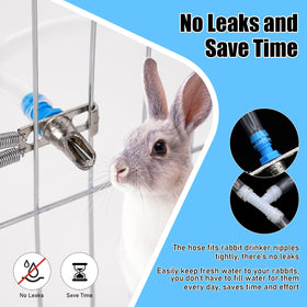 ZHEQOGZH 16 ft hose provides reliable gravity-fed water to rabbits.