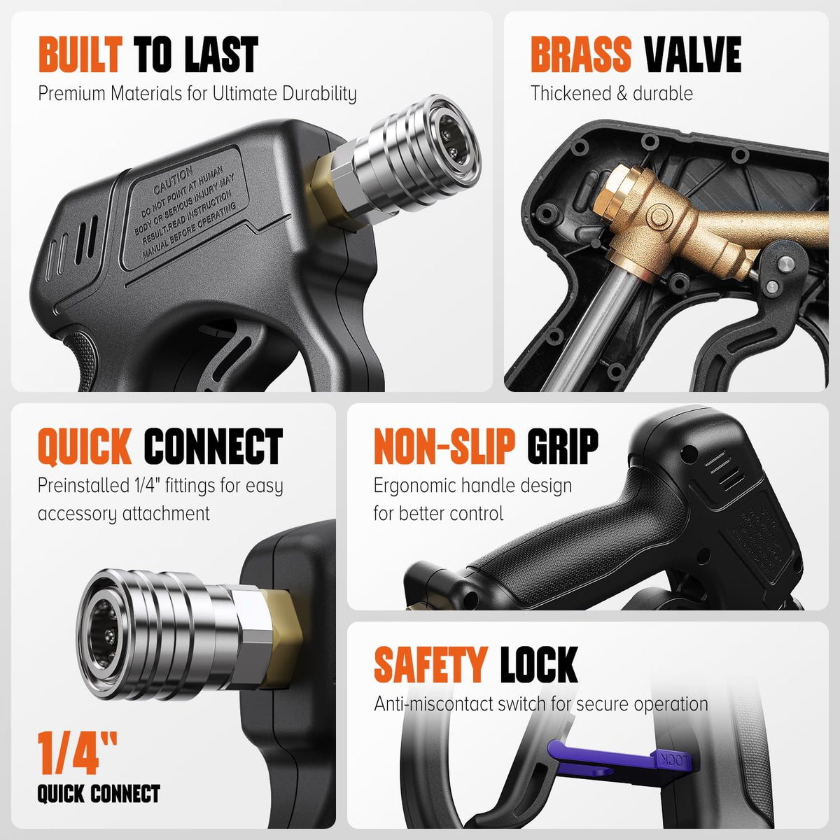 Zhevebaga 1/4-inch quick connector enables foam cannon compatibility.