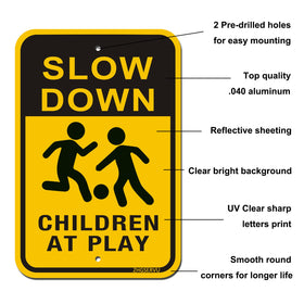 ZHGSERVU slow-down sign shows 18x12 size for high readability.
