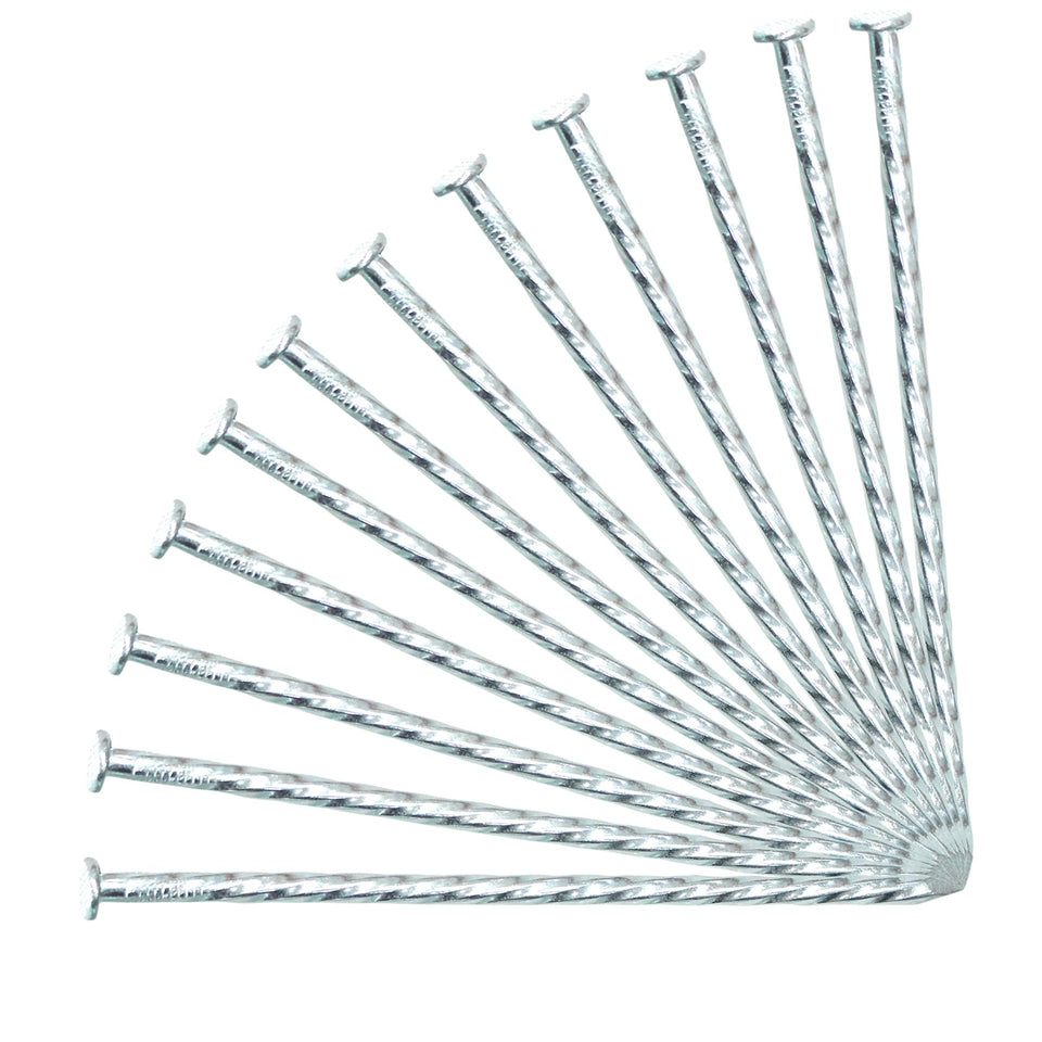 ZHHENIALY 6-inch spiral stake close-up demonstrates durable galvanized steel for steady deployment.