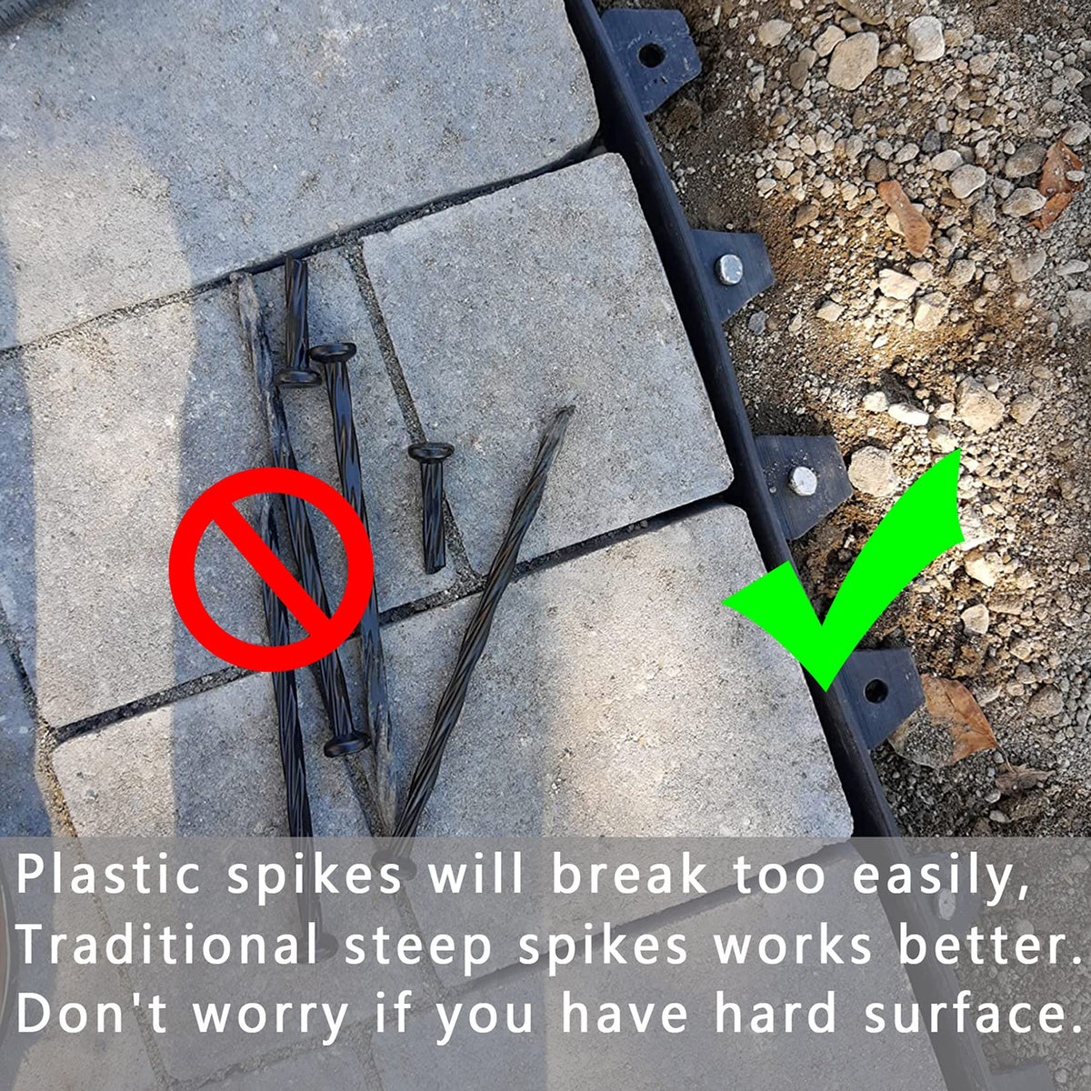 ZHHENIALY galvanized stake with paver edging demonstrates robust lawn-to-path separation.