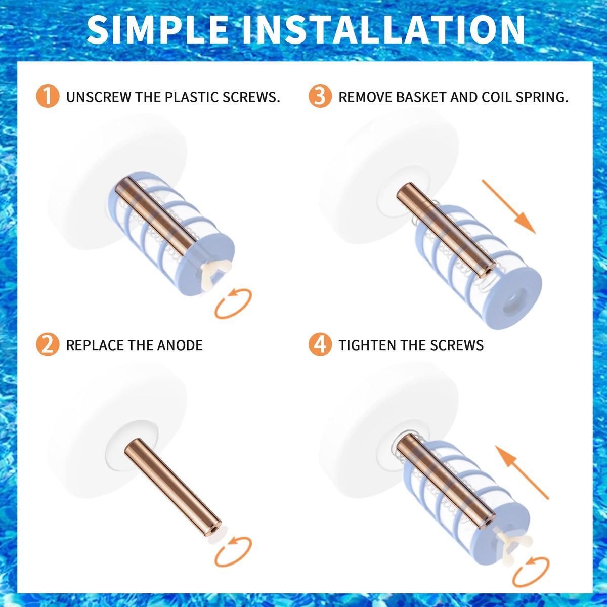 Copper anode surface oxidation indicates active mineral release for pool care.