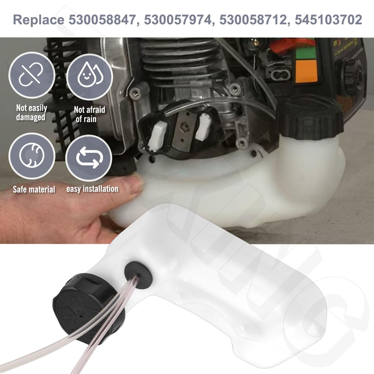 ZHIXING fuel tank assembly compatible with Poulan gear for seamless operation.