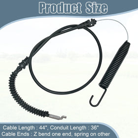 ZHNsaty PTO Cable Rider length specs display 44 inch cable and 36 inch conduit for fit guidance