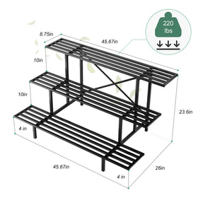 Zhongma 3-tier plant stand outdoors on a patio showcases weather-resistant design.