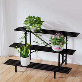 Zhongma 3-tier plant stand side view highlights stable frame and versatile indoor placement.