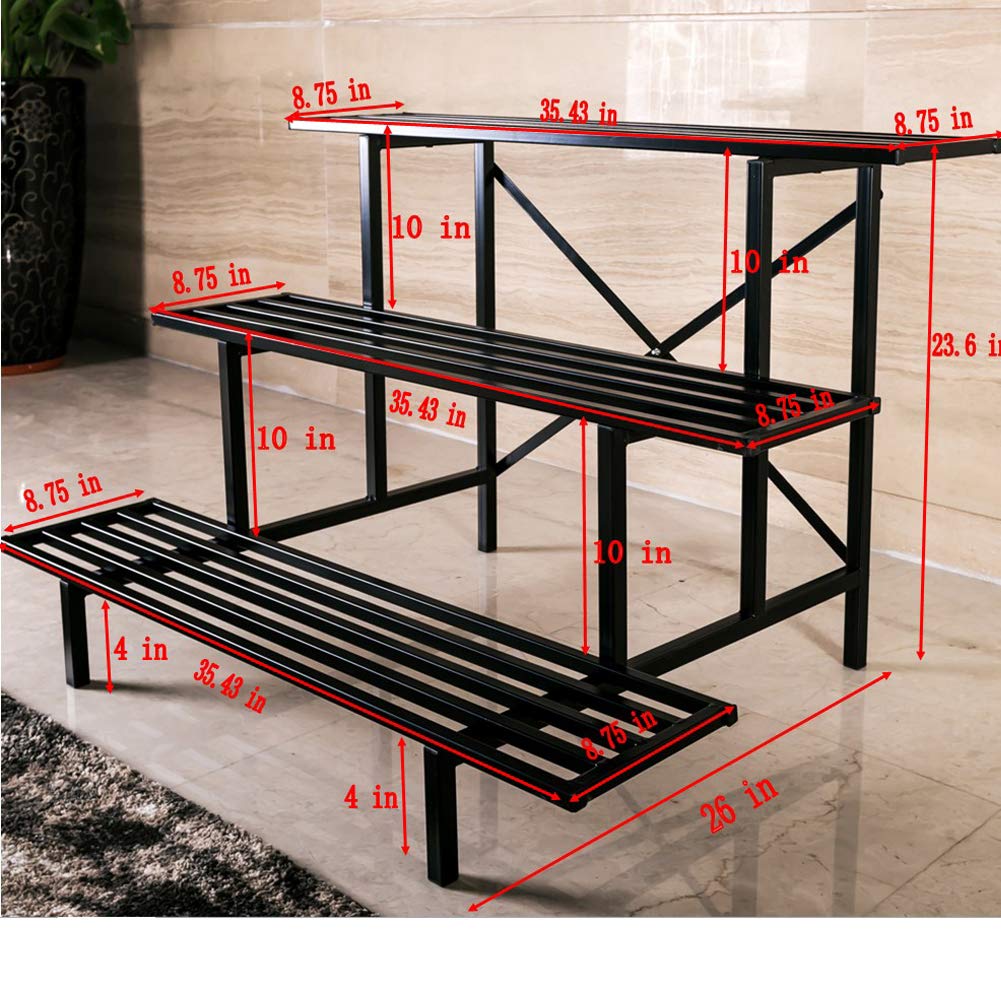 Zhongma 3-tier stand, side view, highlighting powder-coated rustproof finish.