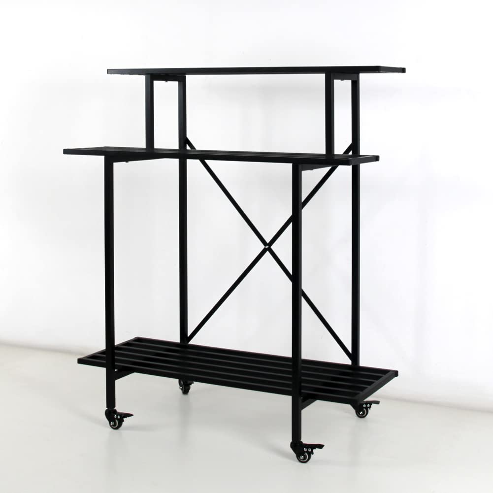 Zhongma 3-tier plant stand with wheels for easy indoor-outdoor movement.