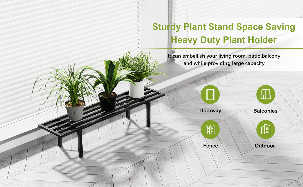 Zhongma One-Tier Metal Plant Stand side view highlighting compact footprint for windowsills