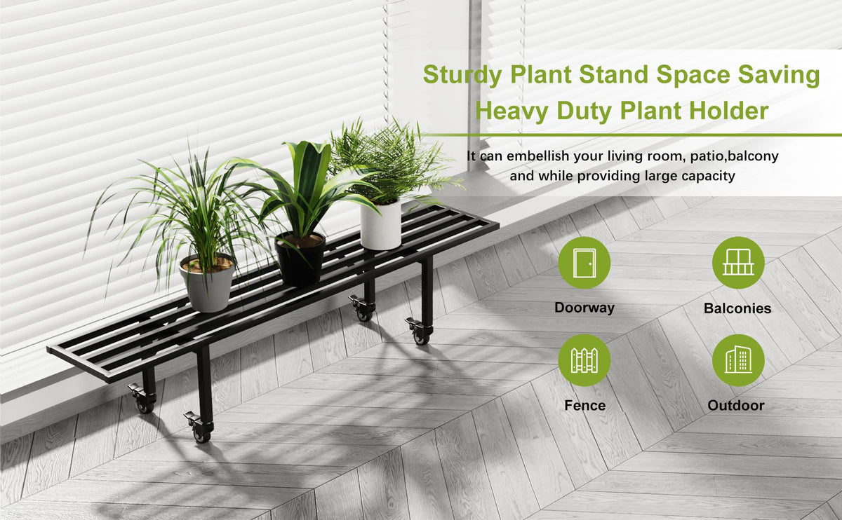 Zhongma One-Tier Plant Stand with wheels—front view ready for stylish displays