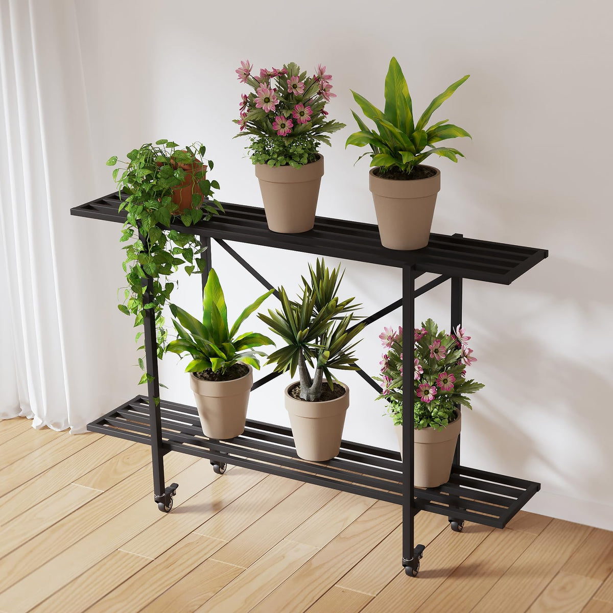 Zhongma plant stand side view highlights compact footprint for small spaces