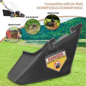ZHONGXIA installation of chute on DeWalt 21.5-inch mower in use.