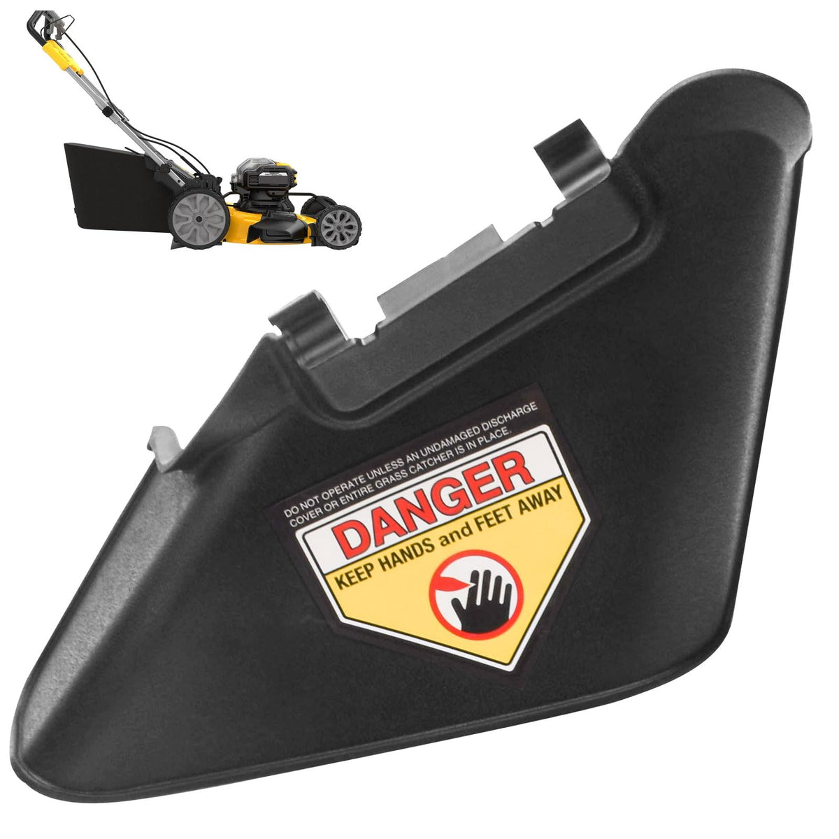ZHONGXIA side discharge chute installed on DeWalt 21.5-inch mower for smooth debris flow.