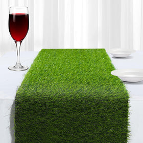 ZHOUXITU artificial grass table runner in 108in length enhances festive table decor