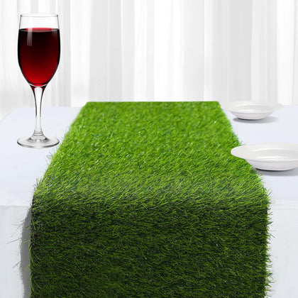 ZHOUXITU artificial grass table runner in 108in length enhances festive table decor