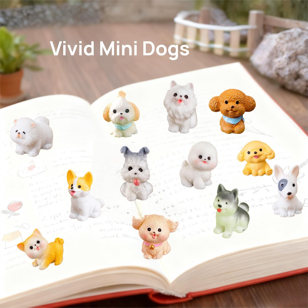 ZHUOAOO mini resin dog collection showcases diverse breeds in compact form.