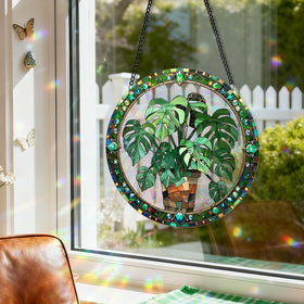 Zhuoyaju sun catcher features 64-leaf facets for crystalline rainbow sparkle