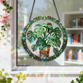 Zhuoyaju 8-inch rainbow sun catcher highlights sunlight with vibrant color display