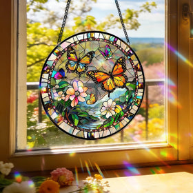 Zhuoyaju stained-glass style suncatcher adds color to home