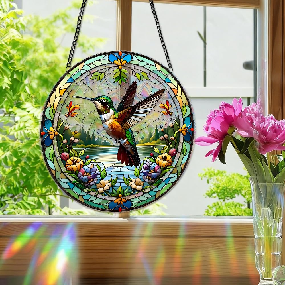 Zhuoyaju stained acrylic rainbow suncatcher enhancing daytime light display.