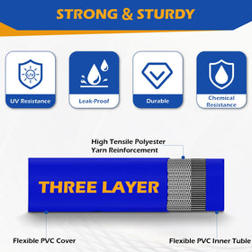 Zicely backwash hose in use for pool drainage with sturdy construction.